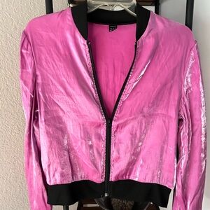 Metallic Pink Bomber Jacket Size 4